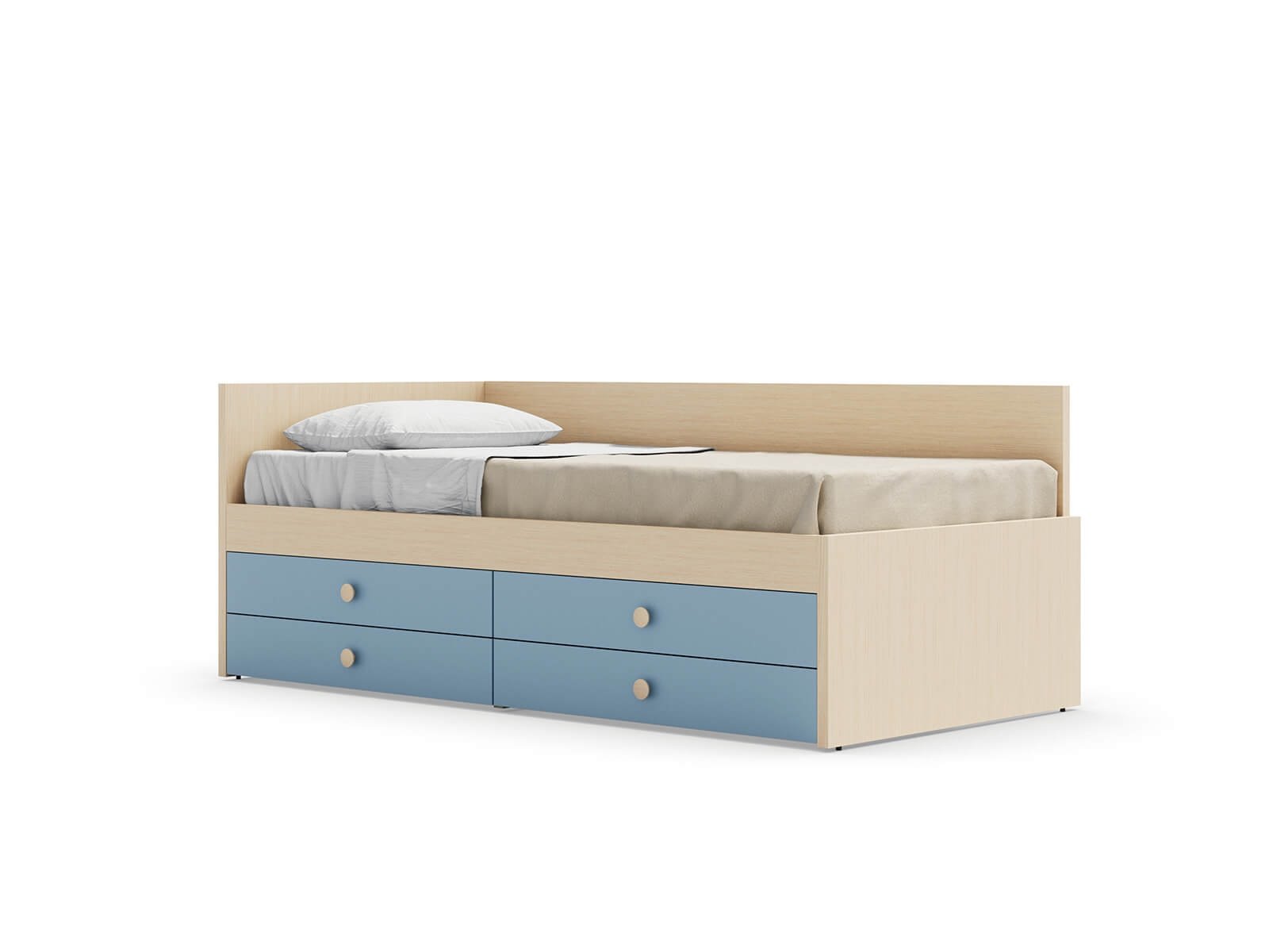 Equipped bed with Nuk back panel