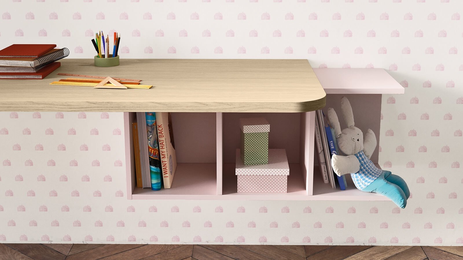 Desk with Luce wall unit